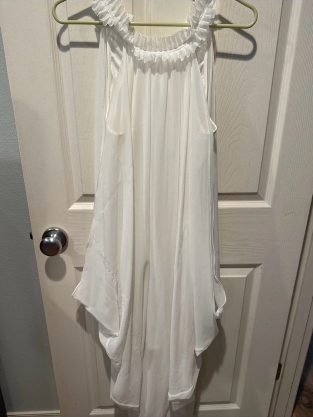 Amazon White Asymmetrical Ruffled-Halter Dress